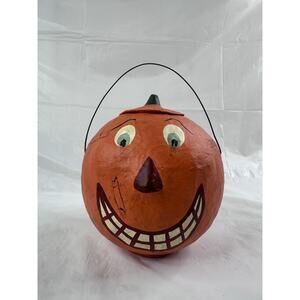 Folk Art Primitive Paper Mache Pumpkin Midwest of Cannon Falls Jack-o'-lantern
